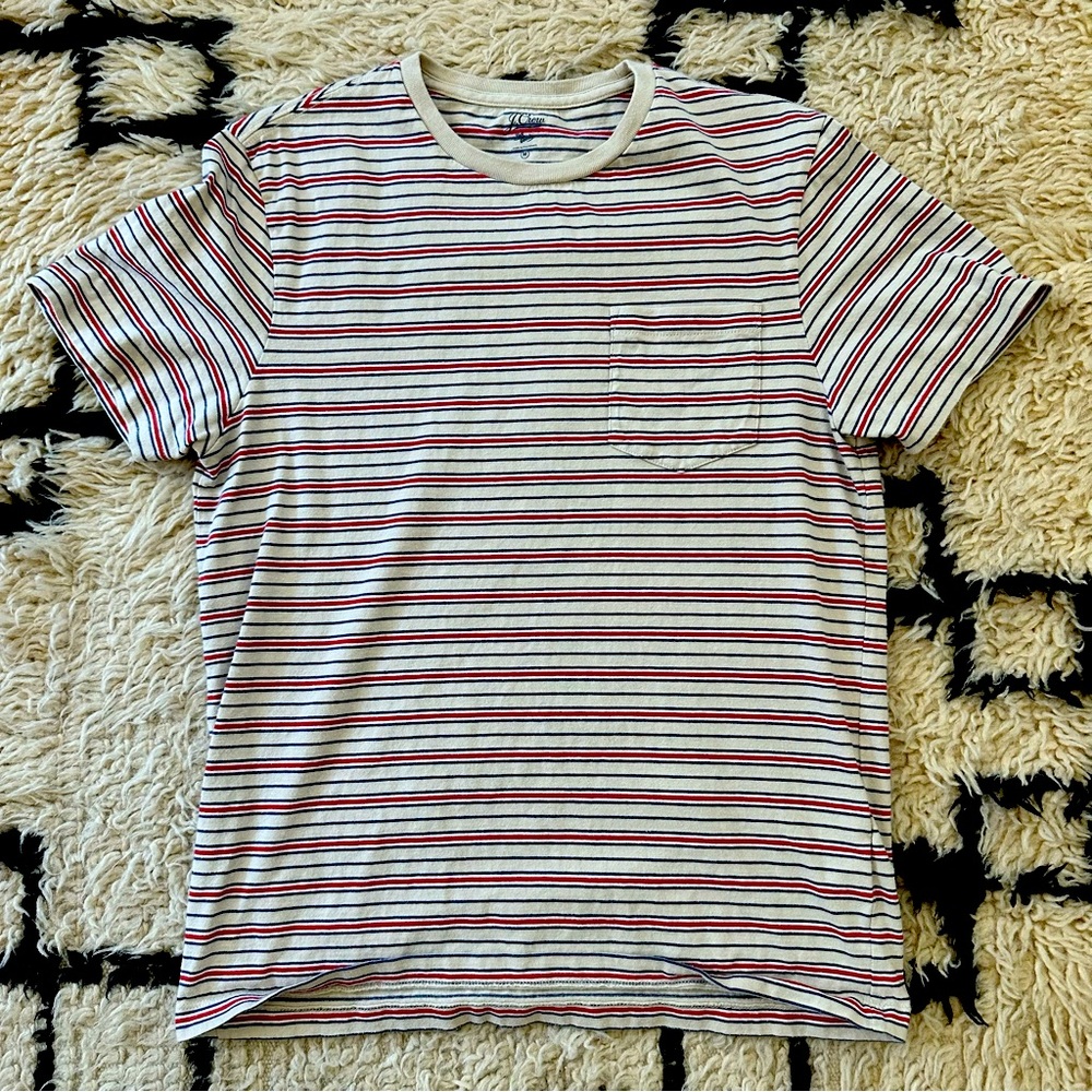 J. Crew Men’s Striped Pocket T Shirt, Medium